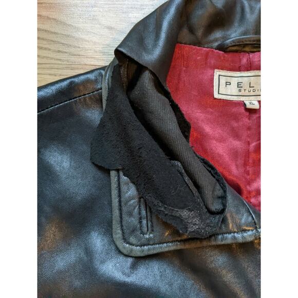 Womens Pelle Studio Genuine Leather Jacket Size XL Black Logo - Picture 7 of 12